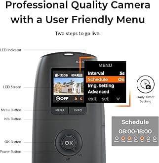 Brinno Time Lapse Camera - Time Lapse Camera with a 118° Field of View - Full HD1080P Resolution and HDR for Clear Images - 1.44 Inches IPS LCD Screen and Multilingual Interface - 2 Pack