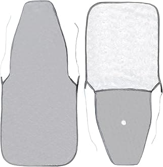 Heat-Resistant Ironing Board Cover - Waterproof, Non-Slip, Machine-Washable Cotton Pad for Foldable Boards 12x32 Inch, Durable & Easy-Change Design (Light Gray)