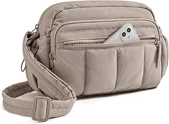 BAGSMART Anti Theft Crossbody Bags for Women Travel Purse, Medium Quilted Puffy cross body bag, Handbags Shoulder Purses, Brown-medium