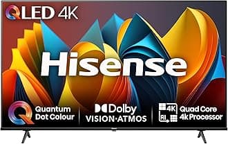 Hisense 43 Inch 4K QLED Smart TV 43E7NQTUK - Quantum Dot Colour, 4K AI Processor, Dolby Vision Atmos, Smooth Motion, Sports Mode, Vidaa OS with Freely, Youtube, Netflix and Disney+ (2024 Model)