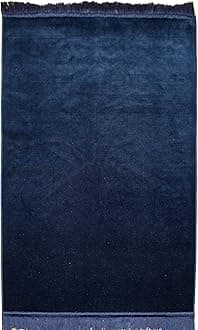 Modefa Turkish Islamic Velvet Janamaz Prayer Rug - Prayer Mat Carpet for Men and Women - Traditional Muslim Sajadah - Ramadan or Eid Gift - Solid Simple (Navy Blue)