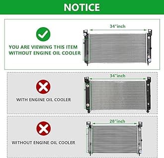 34" Core Radiator Complete Assembly Compatible with 2000-2013 Yukon 5.3L 2000-2009 Yukon 4.8L 2000 Yukon 5.7L 2007-2008 Yukon 6.0L 6.2L 2001-2006 Yukon 6.0L 2423