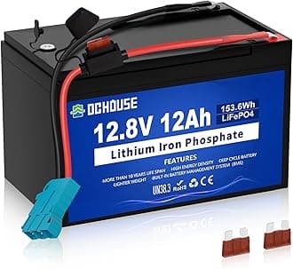 DCHOUSE 12V 12Ah Ride On Toys LiFePO4 Lithium Battery Kit with Wire Harness Connector&DC Port, 5000+ Cycles Rechargeable Battery with 15A BMS for Power Wheels, Kayak, Fish Finder, Mobility Scooter