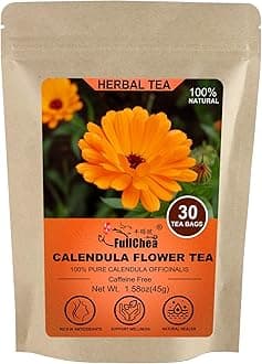 FullChea - Dried Calendula Flowers Tea, 30 Teabags, 1.5g/bag - Premium Calendula Tea For Skin Health & Support Wellness - Non-GMO - Caffeine-free - Natural Calendula Herbs