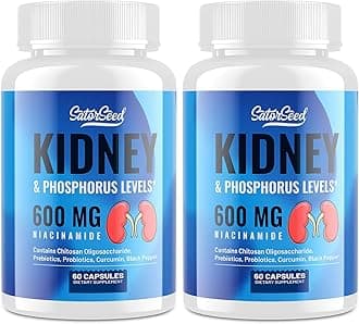 Kidney Support Supplement – Kidney Cleanse Detox with 600mg Niacinamide & Chitosan Oligosaccharides – Phosphorus-Conscious Formula – Vegetarian Capsules for Adults – 2 Bottles