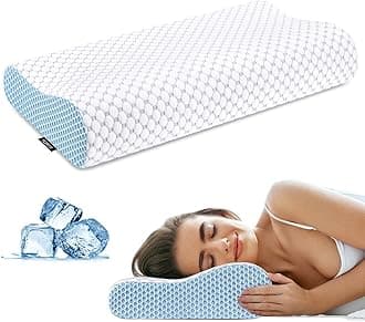 Cervical Neck Pillow for Pain Relief - Ergonomic Contour Memory Foam Pillows, Cooling Side Sleeper Pillow for Sleeping, Orthopedic Bed Pillow for Back Stomach Sleepers with Pillowcase
