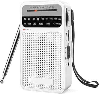 Portable Radio AM FM with Best Reception, Goodes Transistor Radio with Loud Speaker, 2AA Battery Operated, Headphone Jack for Indoor, Outdoor and Emergency Use - White