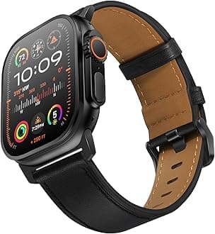 UUPWPOKT Compatible with Apple Watch Ultra 2 / Ultra Band 49mm 46mm 45mm 44mm 42mm 41mm 40mm 38mm, Top Grain Genuine Leather Band for iWatch Ultra Series 10 9 8 7 6 5 4 3
