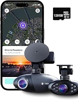 Nexar Pro Dual Dash Cam - 1 Year App Subscription Included - Unlimited Cloud Storage, Drive Recordings, Parking Mode, Night Vision, All Inside The Nexar App - WiFi HD Front Dash Cam (256 GB SD)