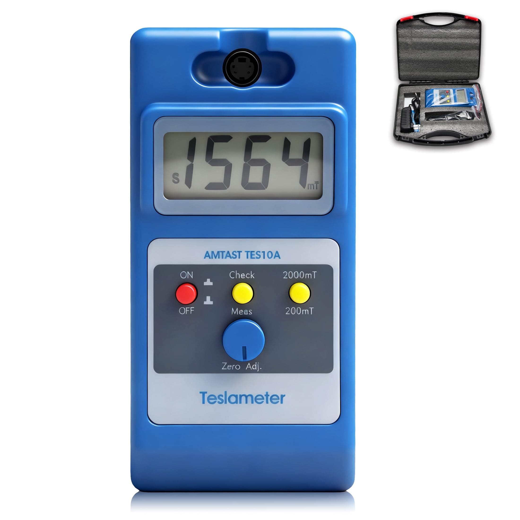 - Digital Tesla Meter Gaussmeter with 0-200mT/0-2000mT Range Gauss Meter with Accuracy ±2% (0~999mT) / ±5% (1000~2400mT) Magnetic Field Tester Includes NS Function & Probe (Model TES10A)