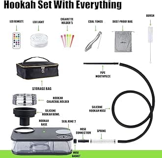 Hookah Box – Premium Portable Travel Hookah Set with LED Lights, Perfect for Parties and Outdoor Adventures（White）