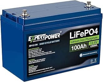 ExpertPower 12V 100Ah Lithium LiFePO4 Deep Cycle Rechargeable Battery | Bluetooth | 2500-7000 Life Cycles & 10-Year Lifetime | Built-in BMS | RV, Camper, Solar, Trolling Motor, Overland, Off-Grid