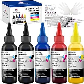 Ink Refill Kit for HP Printer Cartridges HP 67 67XL 60 61 62 63 65 65XL 910 950 951 952 962 932 933 920 901 902 Refillable Ink Cartridges CISS System (100ml, Black, Cyan, Magenta, Yellow)