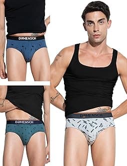 DAMENSCH Deo-Cotton Printed Underwear Breathable Inner for Men Cotton Briefs Pack No-Marks Waistband Moisture Wicking