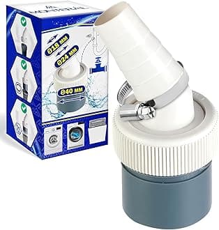 Washing Machine Drain Adapter and for the Dishwasher Connection Drain for Hose with Inlet Diameter 18-24 mm and Outlet 40 mm with 1 Piece of Hose Clamp Diameter 20-32 mm - Warranty 10 Years - MONTERAL