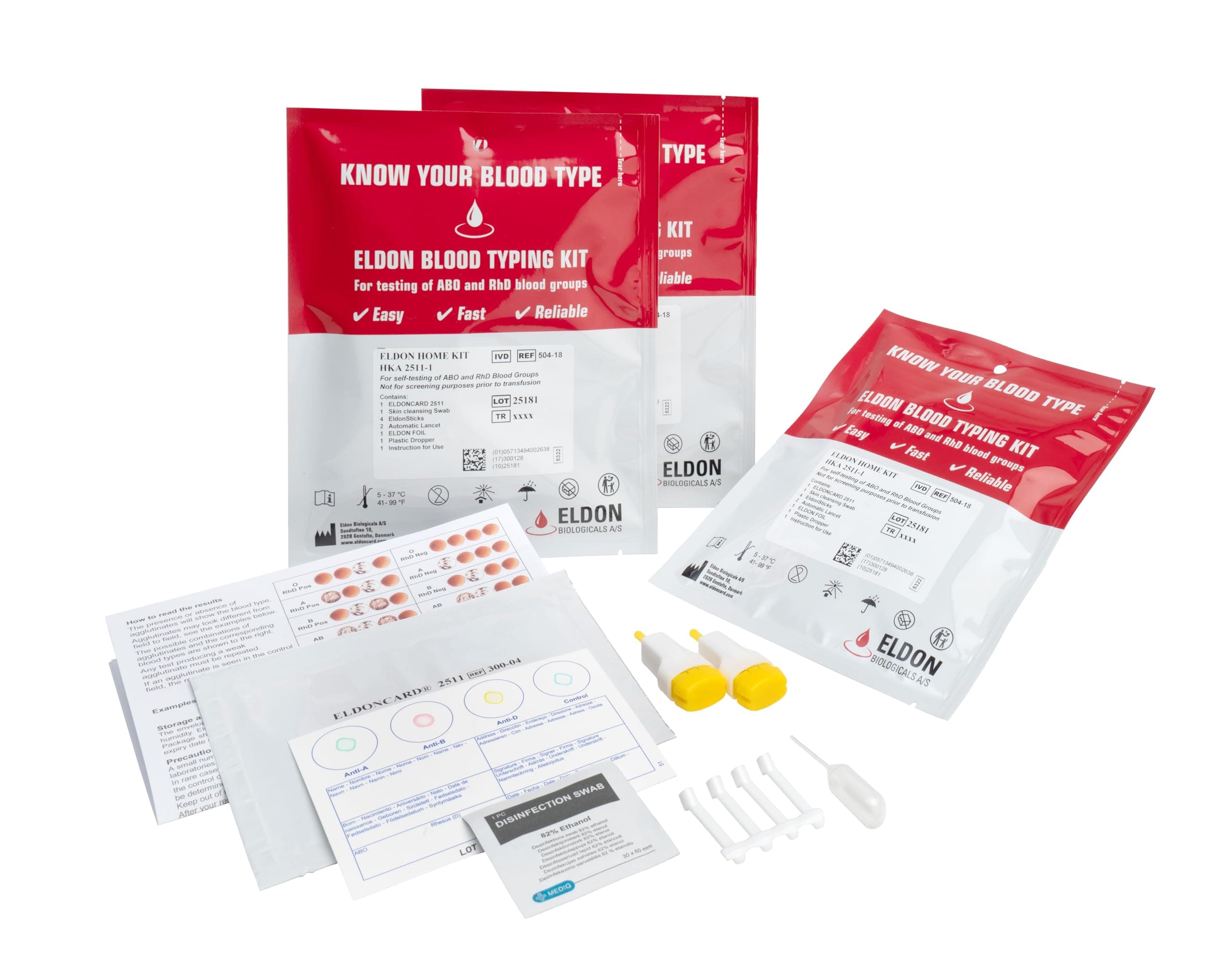 Blood Typing Kit, 3 Test Pack, Know Your Blood Type, Accurate Instant Home Testing, Determine A, O, B, Rhs-D Negative & Positive Groups