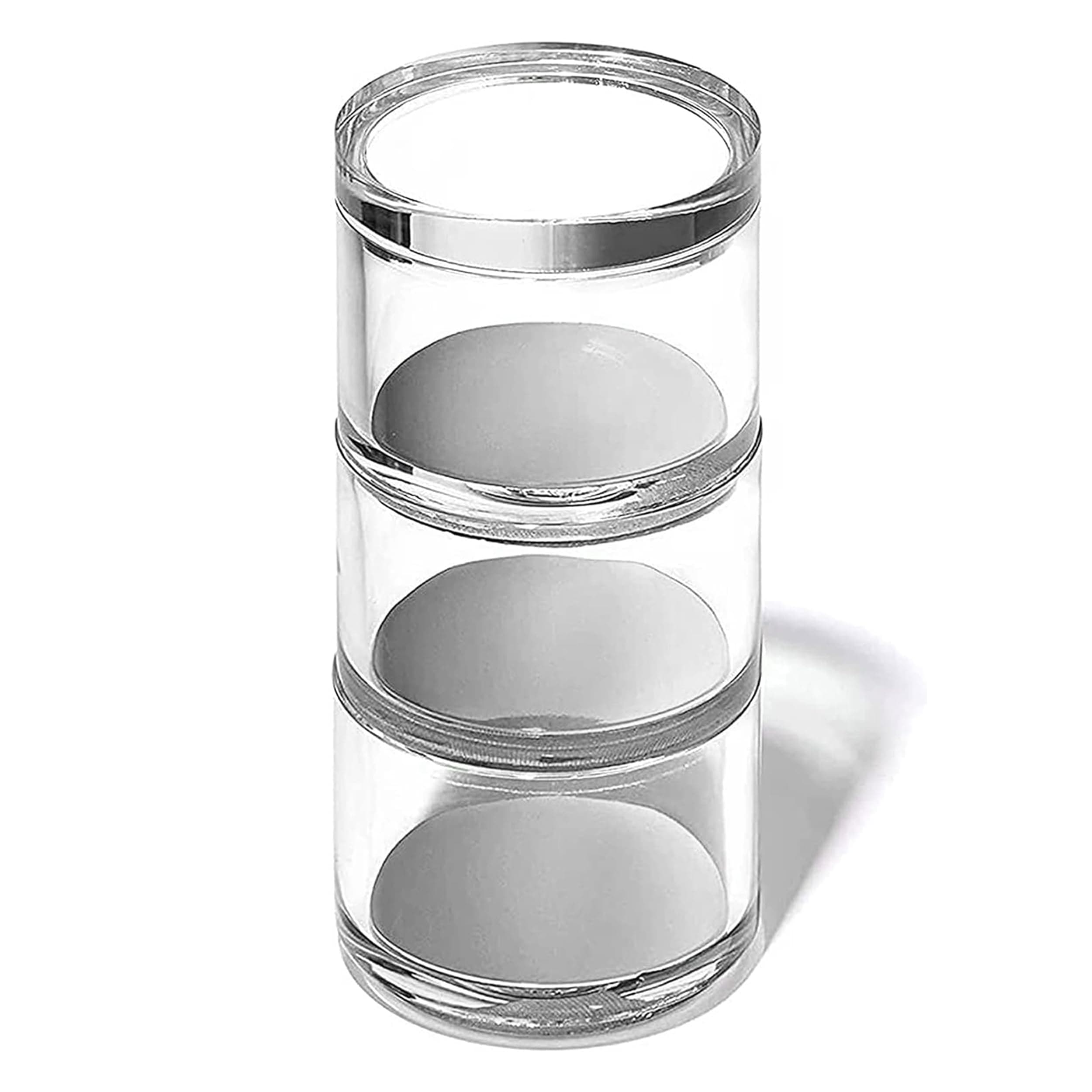 OfficeGoods 3-Tier Stackable Acrylic Holder- Stylish Desk Organizer and Storage for Office or Home – Transparent Round Design with Silver Metal Base