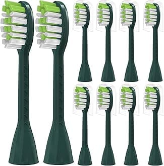 Toothbrush Replacement Heads Compatible with Philips One Series Sonicare Rechargeable Toothbrush BH1022/08, 10 Pack Replacement Heads, Soft Bristles, Sage Green