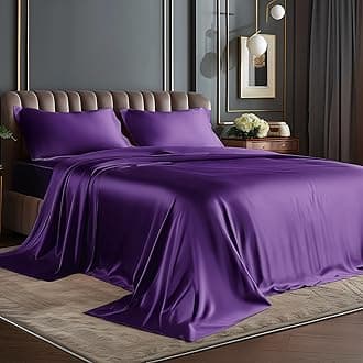 BEDELITE Satin Sheets Twin Size Bed Set, Luxury Soft Plum Purple Silky Sheets for Hair and Skin, Similar to Silk Bed Sheets Set 3 Pieces with 1 Deep Pocket Fitted Sheet, 1 Flat Sheet, and 1 Pillowcase