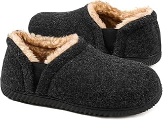 Men's Comfy Caterpillar Slippers Indoor Outdoor House Shoes, Warm Soft Knit Upper Fuzzy Fleece Lined Memory Foam Sole with Hard Bottom
