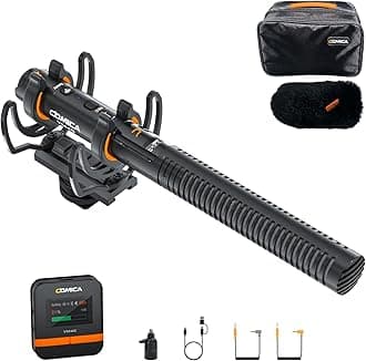 COMICA VM40 Wireless Shotgun Microphone, 32-bit Float Internal Recording, 32GB Memory, 200M Range, Super Cardioid, External Camera Microphone for Filmmakers, Interviews, YouTube Live Streaming