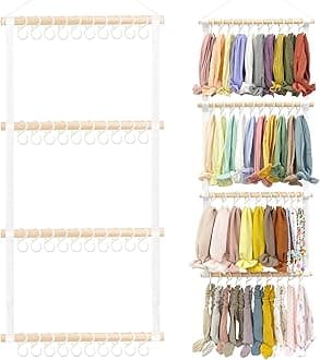 POVETIRE Headband Holder Hair Bows Organizer for Girls, Baby Hair Accessories Organizer Storage Wall Hanging Decor for Toddler Girls Room