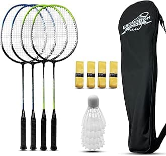 Magicorange Badminton Rackets Set of 4 for Outdoor Backyard Games, Including 4 Racquets,4 Shuttlecocks, 4 Replacement Grip Tapes & 1 Carry Bag