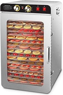 Commercial Food Dehydrator 1700W Large Capacity Food Dryer 20 Trays Stainless Steel Dehydrated Machine with Knob Temp Control Over-Heat Protection for Jerky Herbs Meat Fruit Beef Vegetables