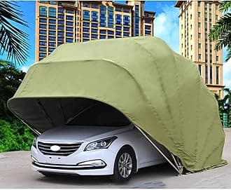 Heavy Duty Carport, Semi-Automatic Foldable Car Shelter Portable Garage, Retractable Car Awning With Metal Frame For Car, Truck, Boat, Car Canopy With All-Season Tarp(Green,21X9.2X8.7FT)