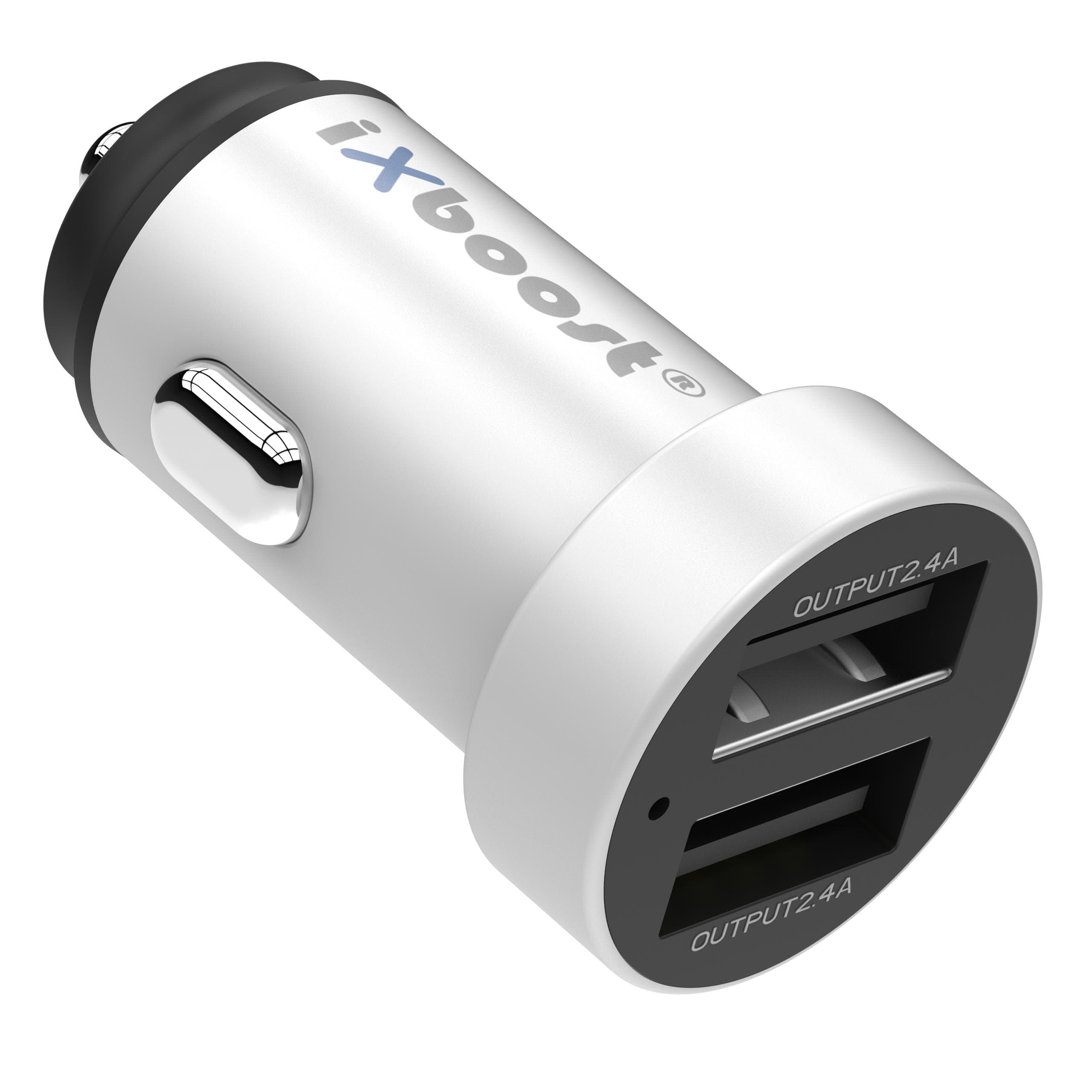Ixboost® IX 5s Speed Charge 4.8 A Dual USB Car Battery Charger Fully Metal Car Adaptor with Intelligent IC 2 Port Charger for All Mobile Phones e.g. Samsung/HTC/Huawei/LG/iPhone 7 More Silver