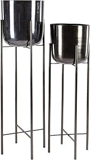 CosmoLiving by Cosmopolitan Metal Indoor Outdoor Planter Dome Large Planter Pot with Removable Stand, Set of 2 Planters 39", 46"H, Black