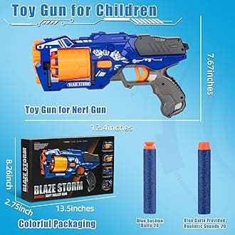 Zecong Toys Gun for Nerf Guns Bullet, Toy Foam Blaster Gun with Rotating Barrel, Blaster Gun Toy Pistol with 20 Pcs Soft Foam Darts, Gun Toy for 3 4 5 6 7 8 Year Old for Boys, Kids and Teens
