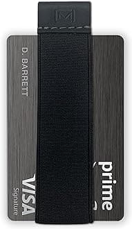 Quick Draw Minimalist Wallet for Men & Women, Elastic Band Minimal Credit Card Holder with Leather Tab, Business Card Holder, Money Clip Alternative (Black) (Black)