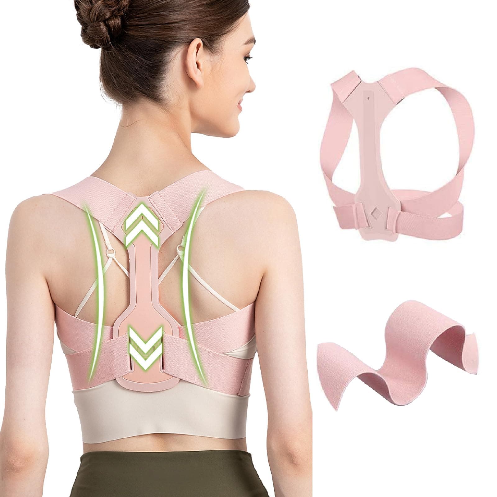 Updated Posture Corrector for Women, Adjustable Upper Back Brace for Clavicle Support and Providing Pain Relief from Neck, Shoulder - Comfortable Upright Back Straightener (Pink) (M 31-36 Inch)