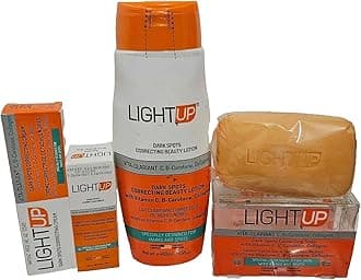 LIGHT UP Dark Spots Correcting Beauty Lotion w/Vitamin C, B 400ml + Serum + Soap + Tube Set