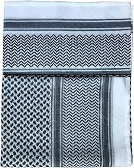 Adult Men Arab Head Scarf Keffiyeh Middle East Desert Shemagh Wrap Muslim Headwear Arabian Costume Accessories (Black)