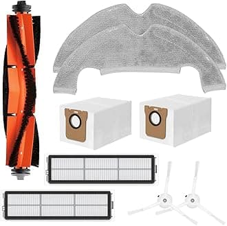 Verilux® 9Pcs Replenishment Kit, Replacement Parts Compatible with Mi Robot Vacuum X10, Replacement Accessories - 1 Main Brush, 2 Side Brushes, 2 Mop Cloth, 2 Dust Collection Bags, 2 Filters