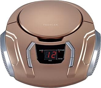 PROSCAN ELITE Portable CD Boombox with AM/FM Radio (Champagne)