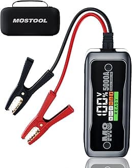 MOSTOOL M8 Car Jump Starter 5000A, 12V UltraSafe Portable Battery Booster with LED Display, Fits All Gas Engines and Up to 10.0L Diesel Engines