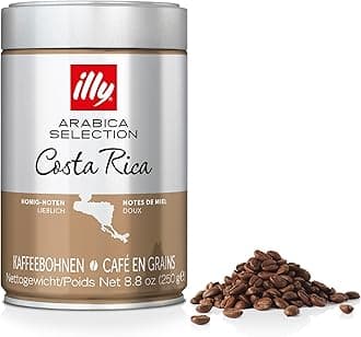 illy Costa Rica Coffee Beans, Medium Roast, 100% Arabica, Ideal for Moka Pots & Filter, 250g Tin