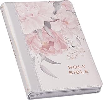 KJV Bible Deluxe Gift Faux Leather Floral Printed W/Zipper