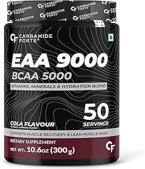 Carbamide Forte Eaa Supplement For Men & Women - 50 Servings | Eaa intra workout Supplement With Bcaa 5000Mg - Cola Flavour 300G | Essential Amino Acids
