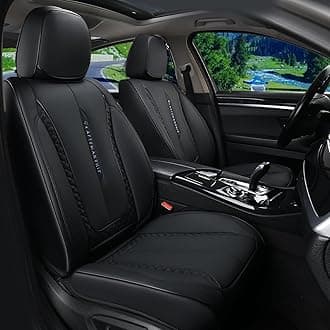 Coverado Car Seat Cover Front Seat, Black Seat Covers Front Seats, Nappa Leather Waterproof, Car Seat Cushion, Car Seat Protector Universal Fit Most Cars