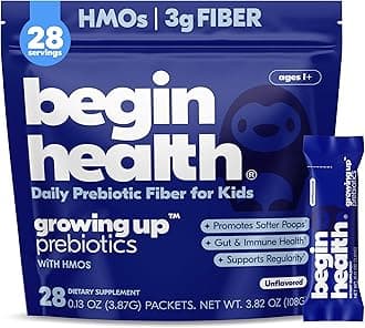 Daily Growing Up Prebiotics 28-Pack - Kids, Baby, Toddler Digestion Powder, For Constipation Prone Children | Softens Stool for Easy Pooping | Fiber Rich with Chicory Root, Tasteless & Textureless