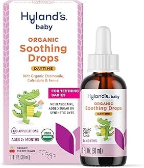 Hyland's Baby Organic Daytime Soothing Drops for Oral Discomfort, 1 oz, Ages 2 Months and up, Organic Cherry Flavor