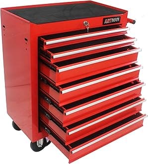 Rolling Tool Chest with 7-Drawer Tool Box with Wheels Multifunctional Tool Cart Mechanic Tool Storage Cabinet for Garage, Warehouse, Workshop, Repair Shop (Red)