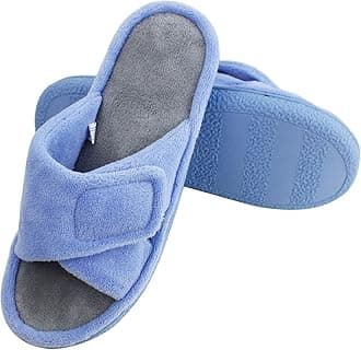 MagtoeAdjustable Open Toe House Slippers for Women Memory Foam Indoor Slip on Slides Sandals Lady Home Shoes for Air Conditioning Room,Spa,Bedroom,All Seasons