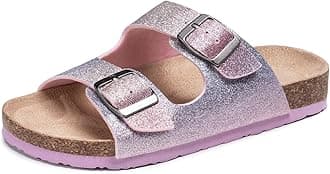 Boys Girls Glitter Slide Sandals, Cork Slipper with Adjustable Straps for Little Kid/Big Kid