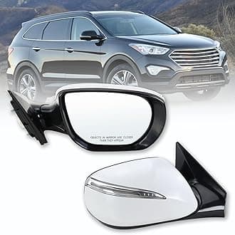 Right Passenger Side Mirror Compatible with 2013-2018 Hyundai santa Fe Sport with Manual folding Power glass Heated turn signals Can be DIY Paintable Replace# HY1321201(6 Pins)
