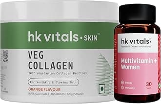 hk vitals Multivitamin Plus Women (30 Tablets) with Veg Collagen Supplement (Orange, 120g) | Daily Multivitamin for Women | For Energy, Joints, Skin & Hair